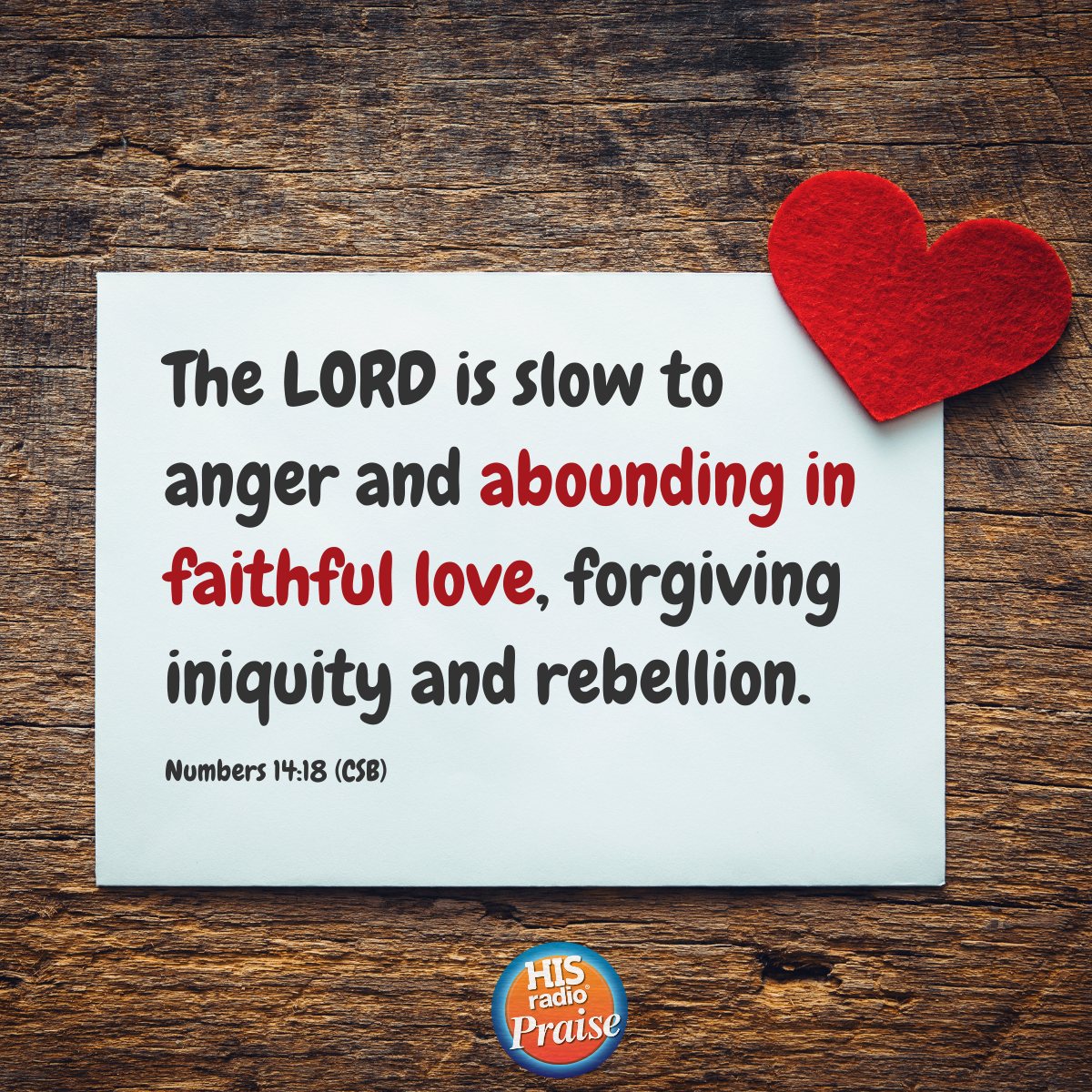 Numbers 14:18 - Verse of the Day