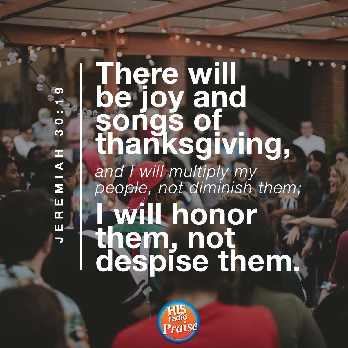 Jeremiah 30:19 - Verse of the Day
