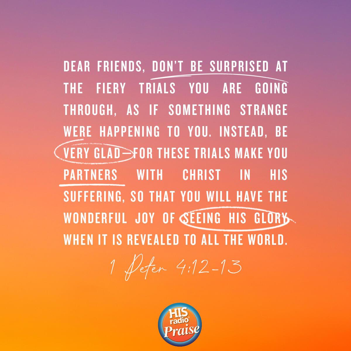 1 Peter 4:12-13 - Verse of the Day