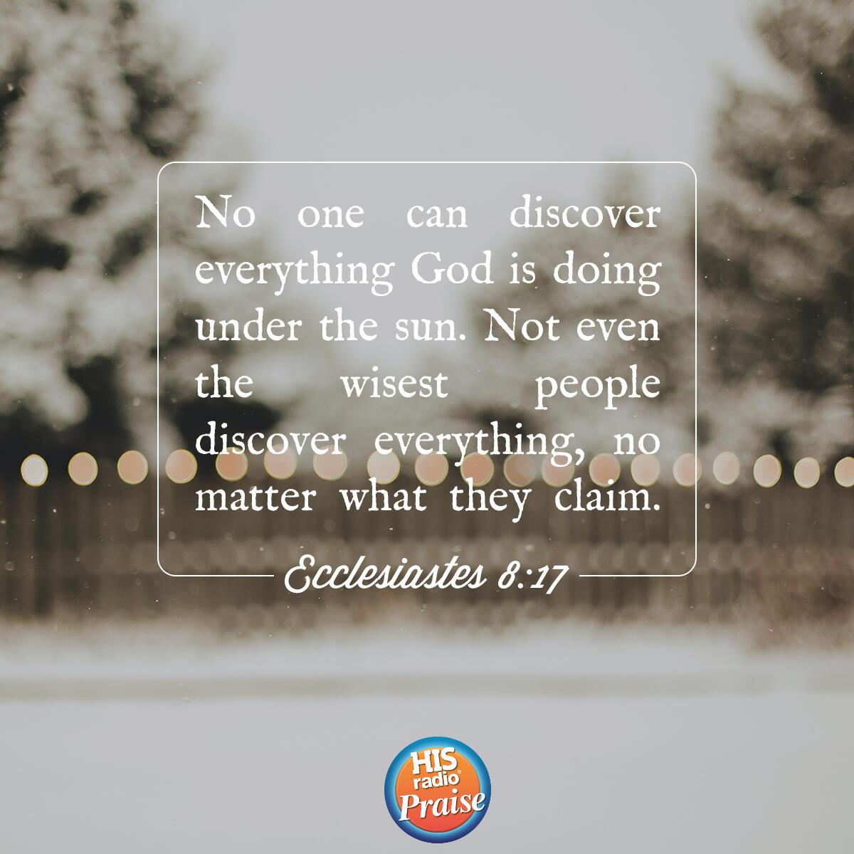 Ecclesiastes 8:17 - Verse of the Day