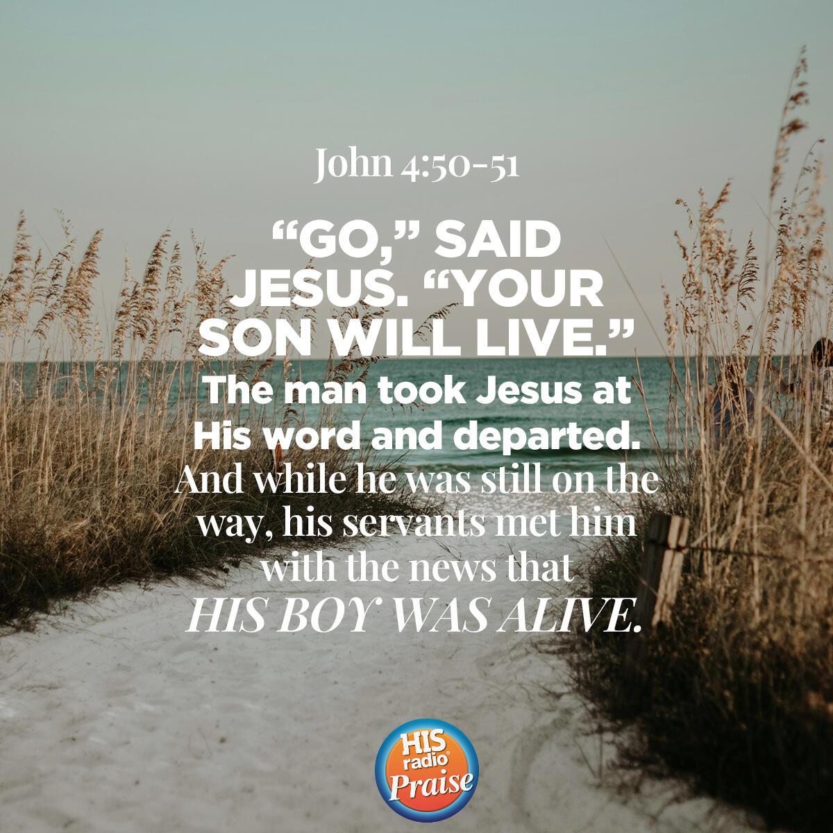 John 4:50-51 - Verse of the Day